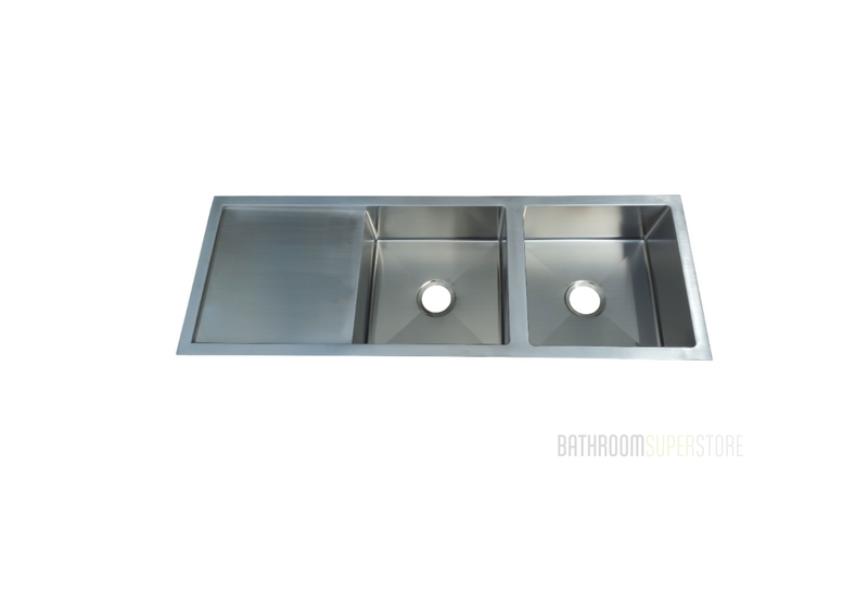 STAINLESS 1314 DOUBLE BOWL & DRAINER SINK