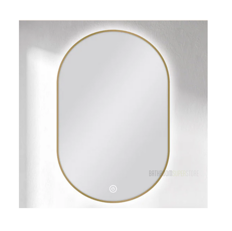 600 X 900MM OVAL SHAPE GOLD FRAMED CARYSIL LED MIRROR