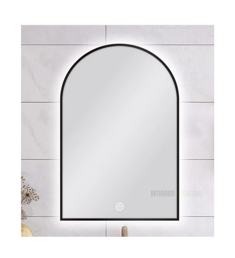 600 x 900 MM ARCHED SHAPE BLACK FRAMED CARYSIL LED MIRROR