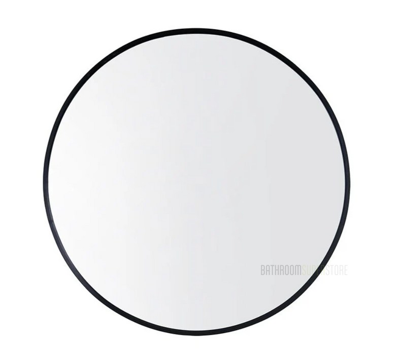 800*40mm Round Black Aluminium Wall Mirror