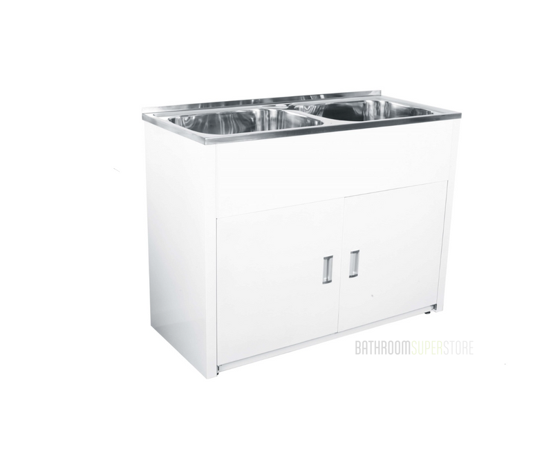 LAVASSA 45L Double Bowl Laundry Trough and Cabinet 1170x510x870mm