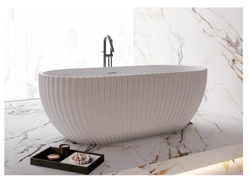 KHEUB CLARENCE 1500 MATTE WHITE FREESTANDING BATH WITH OVERFLOW