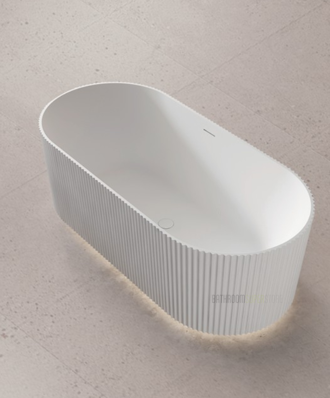 V GROOVE OVAL 1700 MATTE WHITE WITH OVERFLOW BATH
