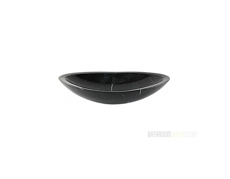 NERO 600*380*120/140 Black & White Vein Tapered Oval Marble Countertop Vanity Basin