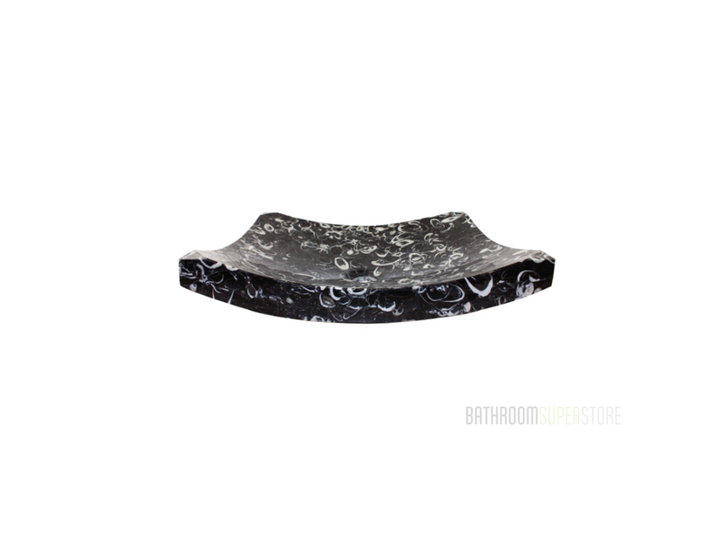 BLACK WHELK 460*405*110/70 Black * White Patterned Vein Tapered Rectangle Low Line Marble Countertop Vanity Basin