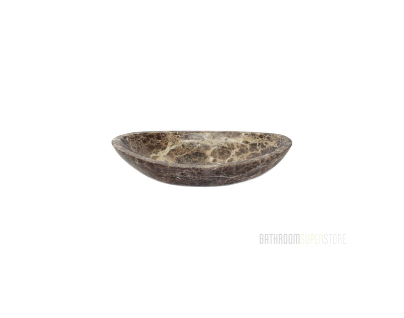 ASSAM BOLD 600*365*110/140 Dark Emperador Brown with Cream & White Vein Marble Oval Curve Countertop Vanity Basin
