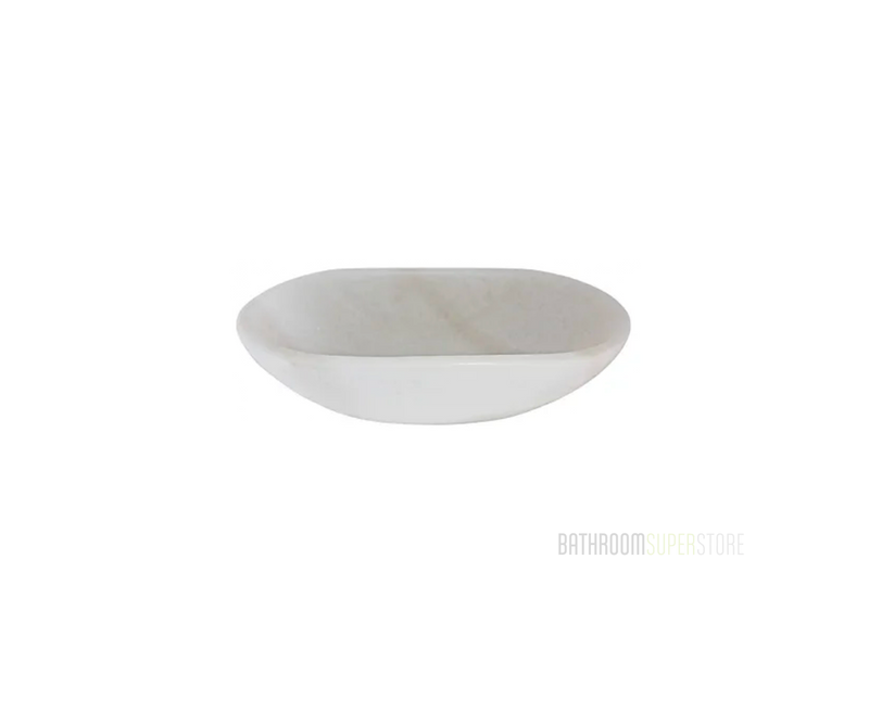 WHITE VEIN MARGOT NUGGET (COMPACT) 405*210*105 White & Grey Vein Oval Marble Countertop Vanity Basin