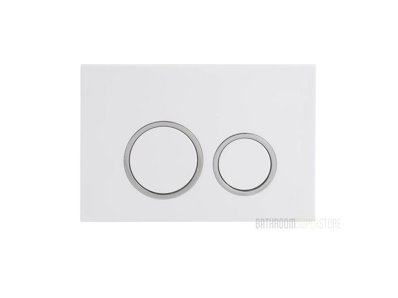 ROUND WHITE ( silver outline) CISTERN BUTTON