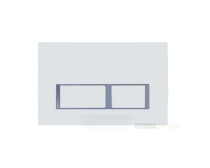 SQUARE WHITE ( silver outline) CISTERN BUTTON