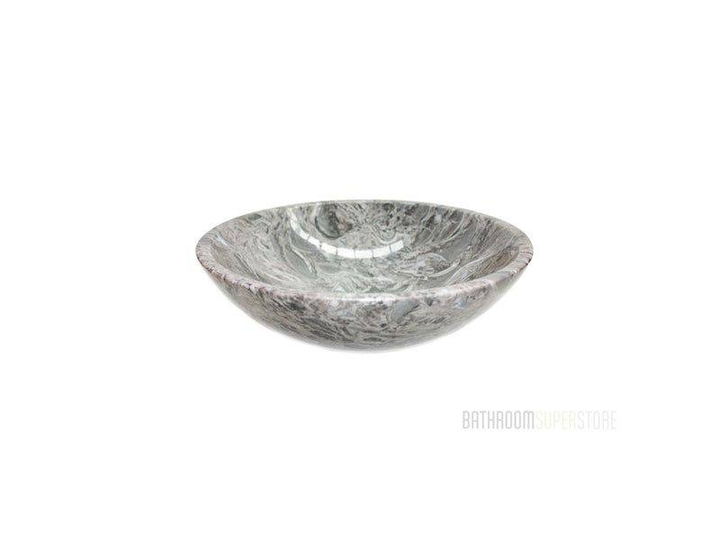 WHELK (POLISH FINISH) 420*140 Whelk Fossil Grey Swirl Round Marble Countertop Vanity Basin