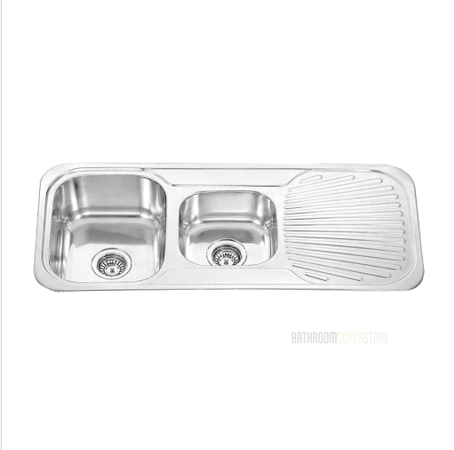 STAINLESS 1080 DOUBLE BOWL & DRAINER SINK