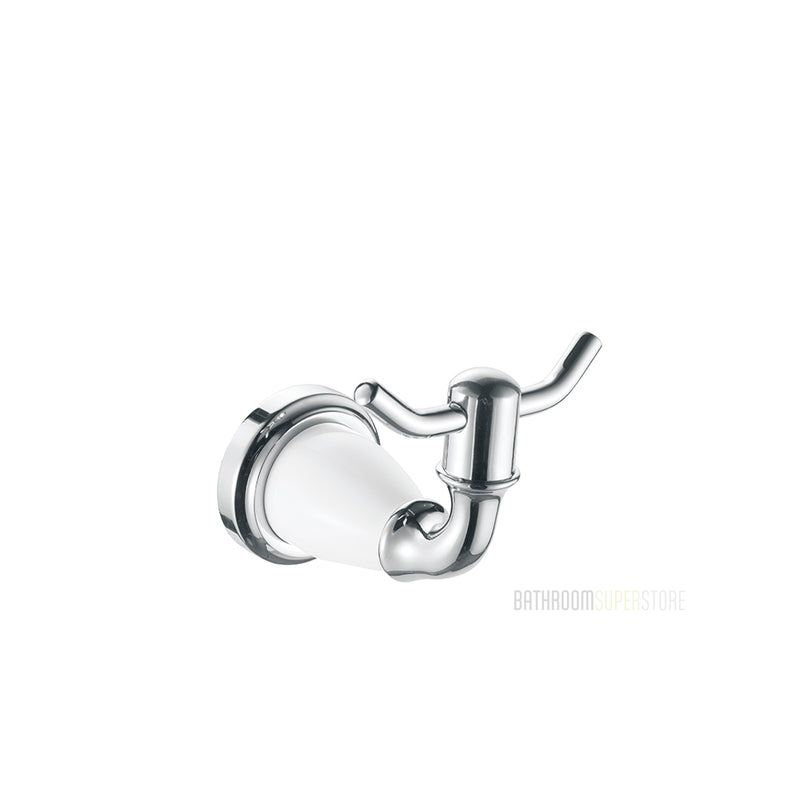 Traditional Sovereign Series Robe Hook Chrome & White - Available in 2 Colours